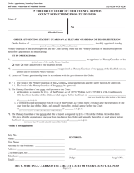 Document preview: Form CCP0226 Order Appointing Standby Guardian as Plenary Guardian of Disabled Person - Cook County, Illinois