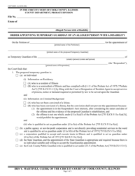 Form CCP0203 Order Appointing Temporary Guardian of an Alleged Person With a Disability - Cook County, Illinois