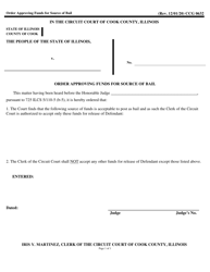 Document preview: Form CCG0632 Order Approving Funds for Source of Bail - Cook County, Illinois