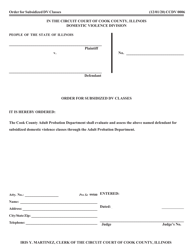Document preview: Form CCDV0006 Order for Subsidized Dv Classes - Cook County, Illinois