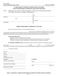Document preview: Form CCDR0039 Order Forwarding Emergency Matter - Cook County, Illinois