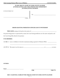 Document preview: Form CCJ0621 Order Granting Probation Officer Leave to Withdraw - Cook County, Illinois