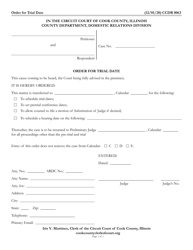 Document preview: Form CCDR0063 Order for Trial Date - Cook County, Illinois