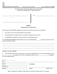Document preview: Form CCM0608 Order/Judgment in Detinue - Cook County, Illinois