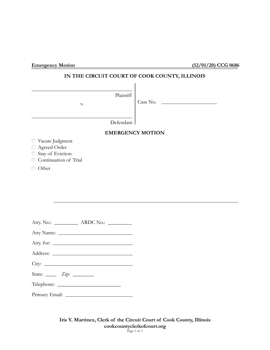 Form CCG0686 Emergency Motion - Cook County, Illinois, Page 1
