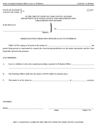 Document preview: Form CCJP0621 Order Granting Probation Officer Leave to Withdraw - Cook County, Illinois