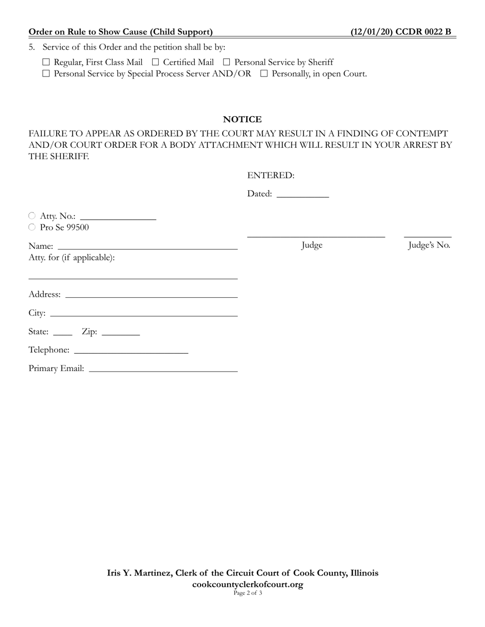 Form CCDR0022 - Fill Out, Sign Online and Download Fillable PDF, Cook ...