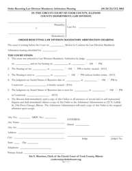 Form CCL0062 &quot;Order Resetting Law Division Mandatory Arbitration Hearing&quot; - Cook County, Illinois