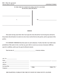 Document preview: Form CCM0613 Order to Dismiss by Agreement - Cook County, Illinois