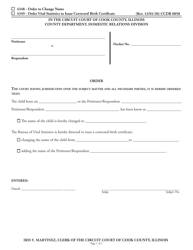 Document preview: Form CCDR0058 Order to Issue Corrected Birth Certificate - Cook County, Illinois