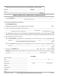 Document preview: Form CCP1005 Order Terminating Independent Administration - Cook County, Illinois