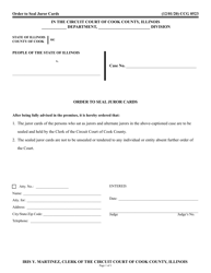 Document preview: Form CCG0523 Order to Seal Juror Cards - Cook County, Illinois