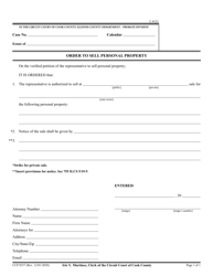 Document preview: Form CCP0357 Order to Sell Personal Property - Cook County, Illinois