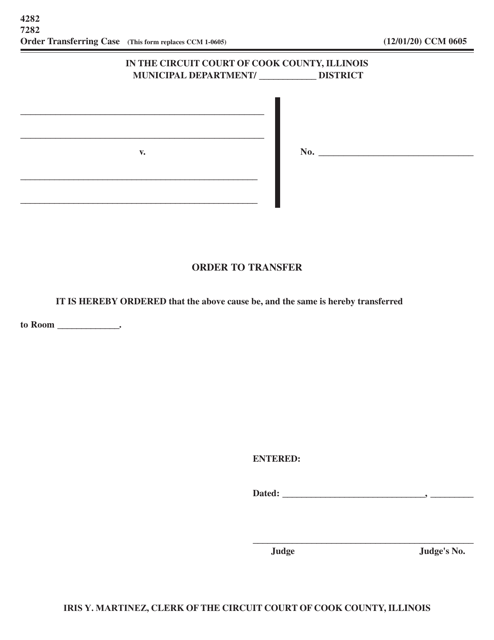 Form CCM0605 Order to Transfer - Cook County, Illinois