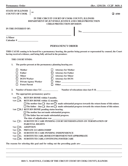 Form CCJP0656 Permanency Order - Cook County, Illinois
