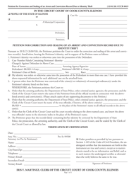 Document preview: Form CCCR0019 Petition for Correction and Sealing of an Arrest and Conviction Record Due to Identity Theft - Cook County, Illinois