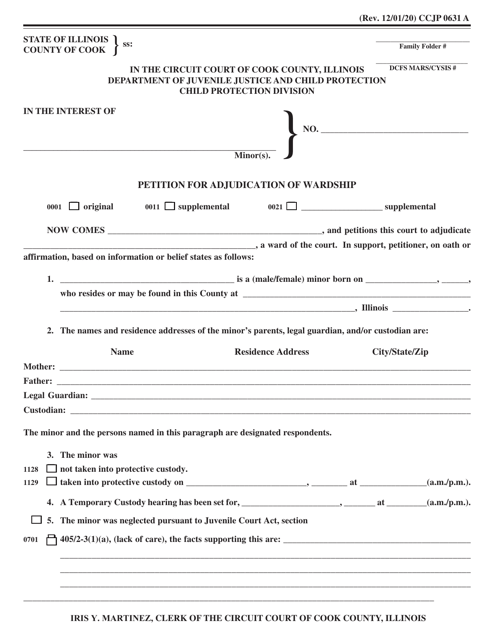 Form CCJP0631 Petition for Adjudication of Wardship - Cook County, Illinois