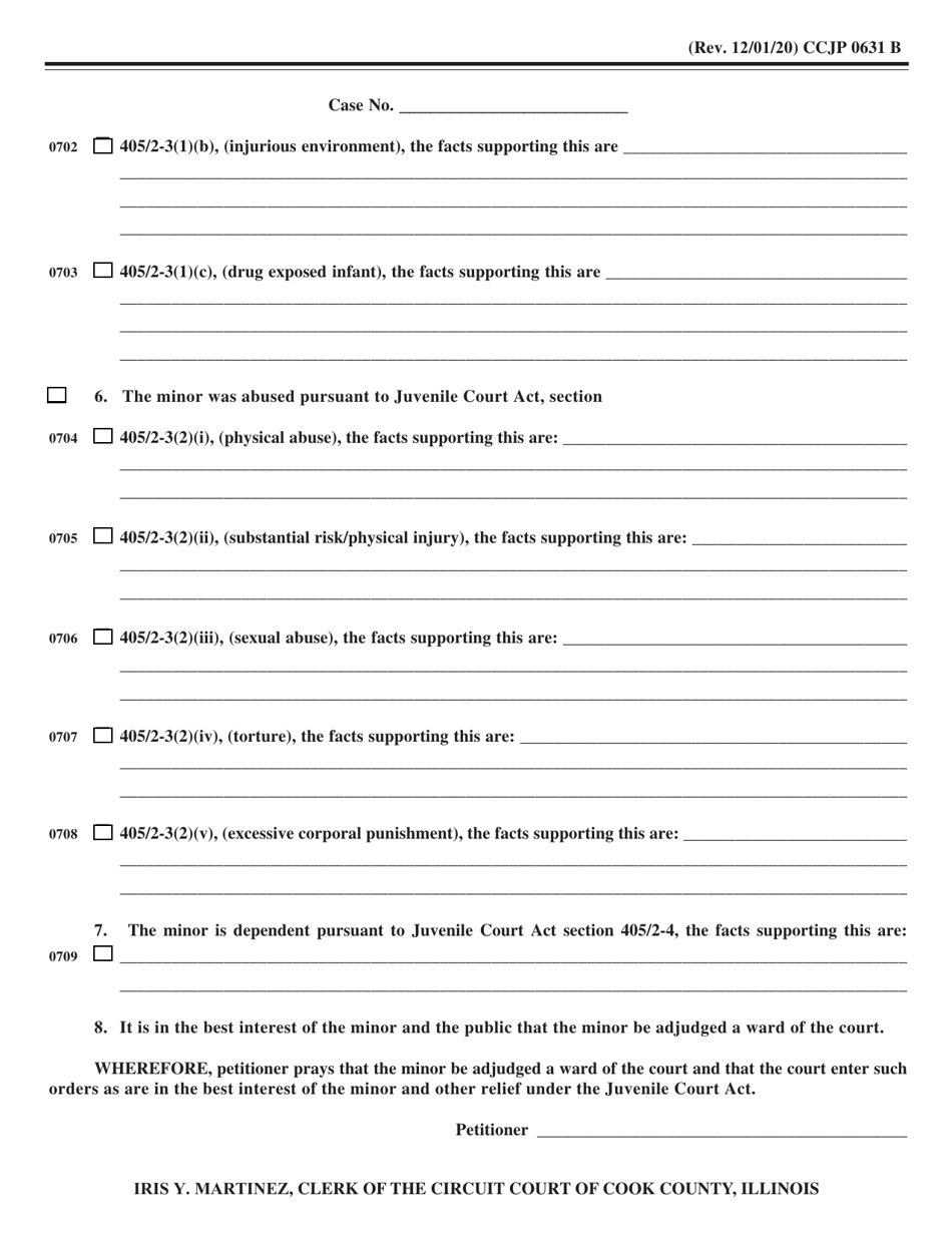 Form CCJP0631 Petition for Adjudication of Wardship - Cook County, Illinois, Page 2