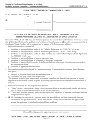 Form CCCR0713 Petition for a Certificate of Good Conduct or to Enlarge the Relief Previously Granted in a Certificate of Good Conduct - Cook County, Illinois
