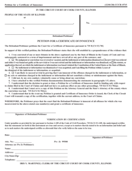 Document preview: Form CCCR0715 Petition for a Certificate of Innocence - Cook County, Illinois