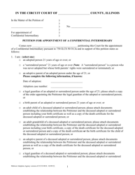 Document preview: Form CCCO0018 Petition for Appointment of a Confidential Intermediary - Cook County, Illinois