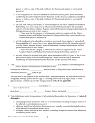 Form CCCO0018 Petition for Appointment of a Confidential Intermediary - Cook County, Illinois, Page 2