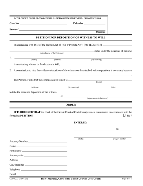 Form CCP0323 Petition for Deposition of Witness to Will - Cook County, Illinois