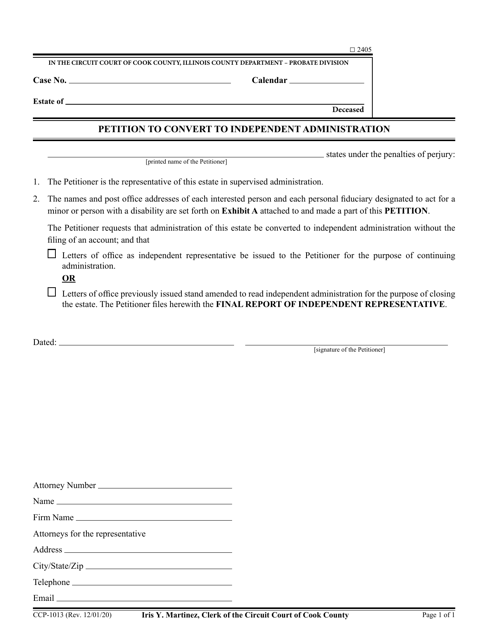 Form CCP1013  Printable Pdf