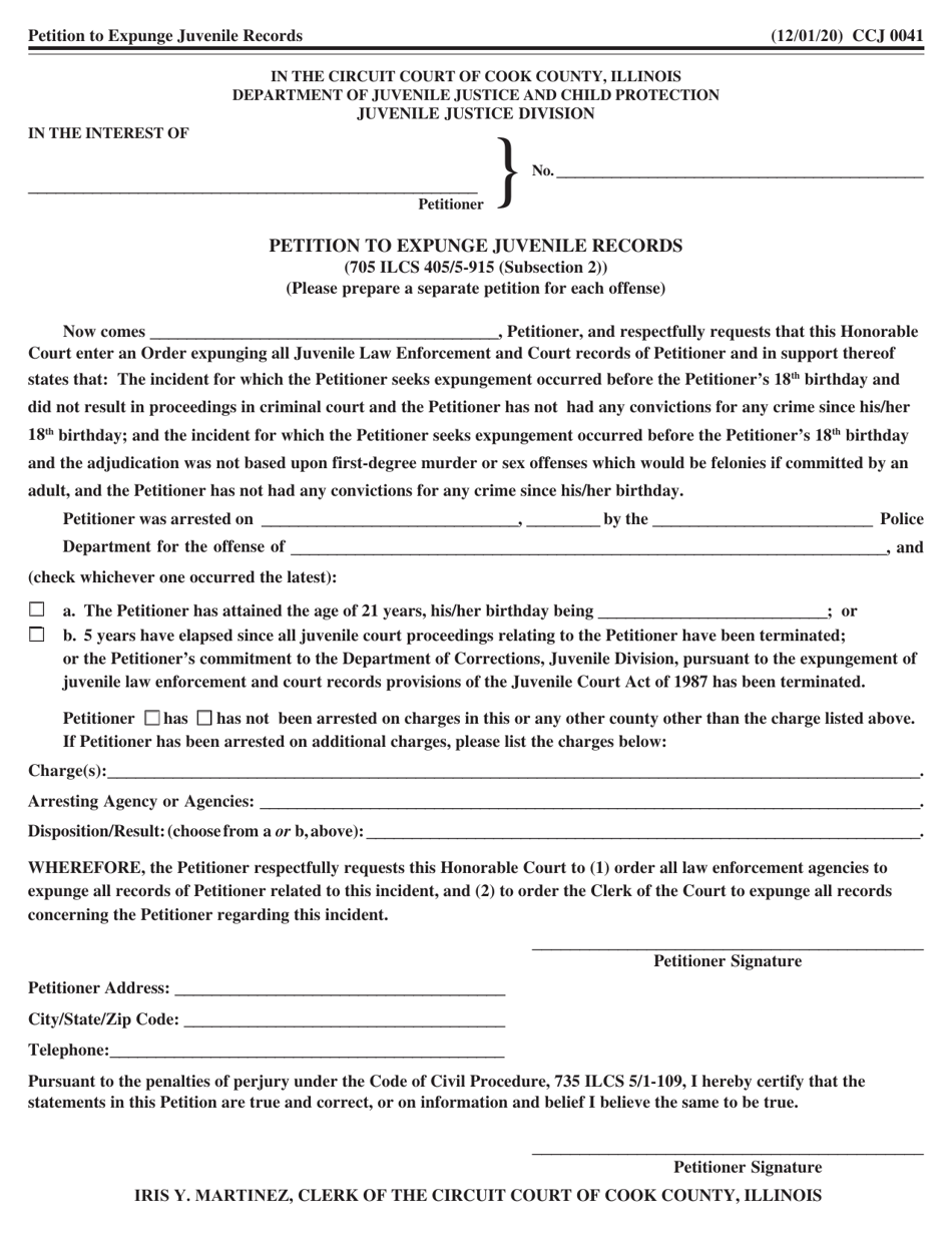 Form CCJ0041 - Fill Out, Sign Online and Download Fillable PDF, Cook ...