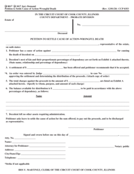 Document preview: Form CCP0353 Petition to Settle Cause of Action - Wrongful Death - Cook County, Illinois