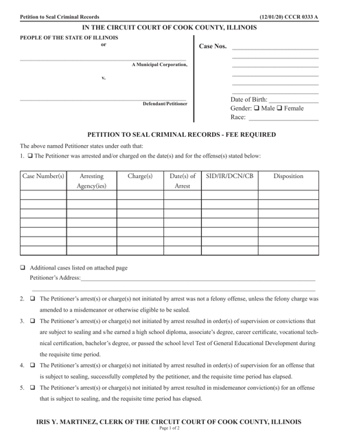 Form CCCR0333  Printable Pdf