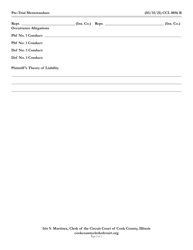 Form CCL0056 Pre-trial Memorandum - Cook County, Illinois, Page 2