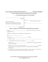 Form CCM0005 Pro Se Complaint for Illinois Administrative Review - Cook County, Illinois