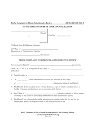 Document preview: Form CCG0125 Pro Se Complaint for Illinois Administrative Review - Cook County, Illinois