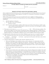 Document preview: Form CCP0701 Probate Division Mediation Referral Order - Cook County, Illinois
