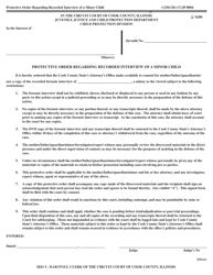 Form CCJP0004 Protective Order Regarding Recorded Interview of a Minor Child - Cook County, Illinois