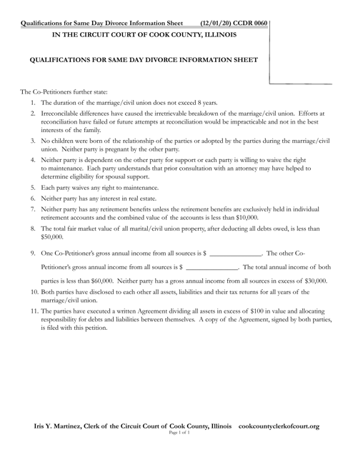 Form CCDR0060  Printable Pdf