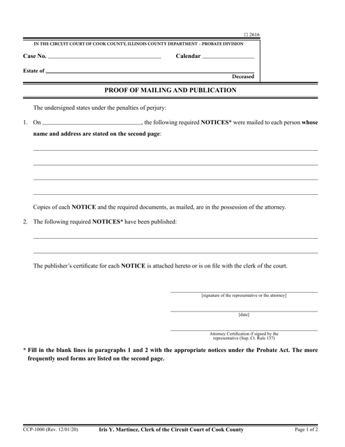 Form CCP1000  Printable Pdf