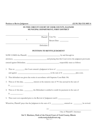 Document preview: Form CCG0051 Petition to Revive Judgment - Cook County, Illinois
