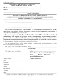 Document preview: Form CCCP0214 Statement of Right to Petition for Termination of Adjudication of Disability, Revocation of Letters of Guardianship or Modification of Duties of Guardian - Cook County, Illinois