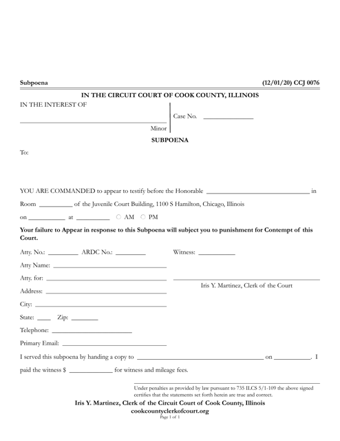 Form CCJ0076  Printable Pdf