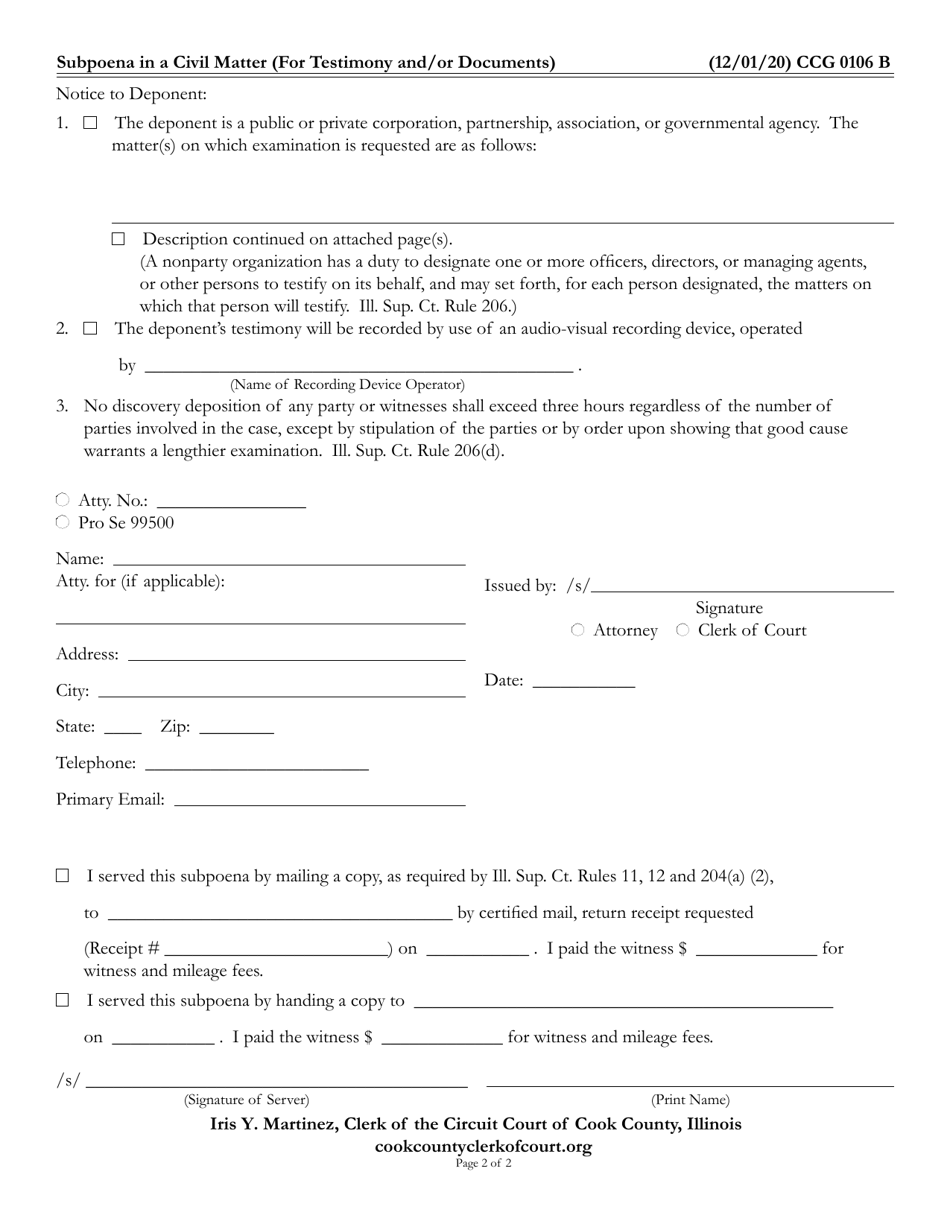 Form Ccg0106 - Fill Out, Sign Online And Download Fillable Pdf, Cook 