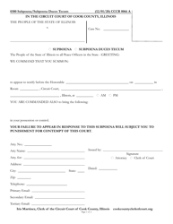 Document preview: Form CCCR0066 Subpoena/Subpoena Duces Tecum - Cook County, Illinois