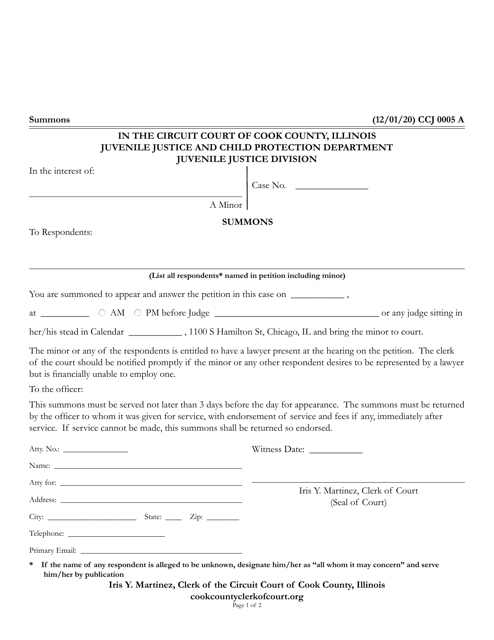 Form CCJ0005  Printable Pdf