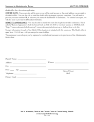 Form CCM0141 Summons in Administrative Review - Cook County, Illinois, Page 2