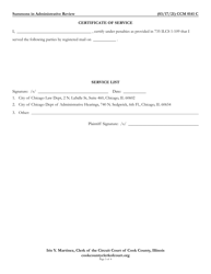 Form CCM0141 Summons in Administrative Review - Cook County, Illinois, Page 3
