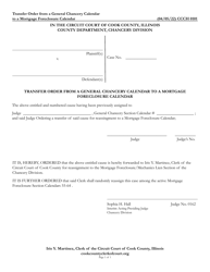 Form CCCH0101 &quot;Transfer Order From a General Chancery Calendar to a Mortgage Foreclosure Calendar&quot; - Cook County, Illinois