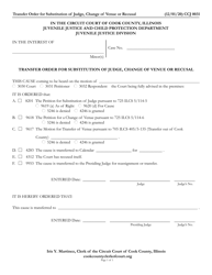 Document preview: Form CCJ0031 Transfer Order for Substitution of Judge, Change of Venue or Recusal - Cook County, Illinois
