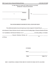 Document preview: Form CCDV0001 Transfer Order to Domestic Relations Division - Cook County, Illinois