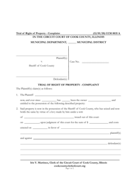 Document preview: Form CCM0035 Trial of Right of Property - Complaint - Cook County, Illinois